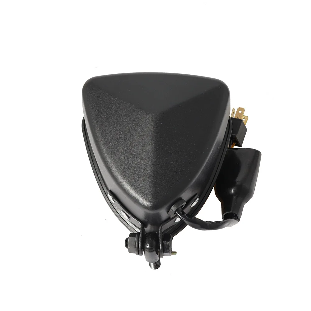 TCYATO レトロ改造バイクヘッドライト、三角形メタルフロント照明ヘッドライト、フロントヘッドライト