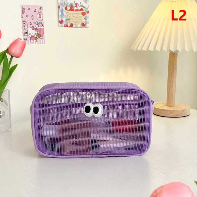 

New Candy Color Mesh Cosmetic Bag Cute Big Eyes Make Up Case Makeup Pouch Makeup Case Portable Toiletry Storage Bag