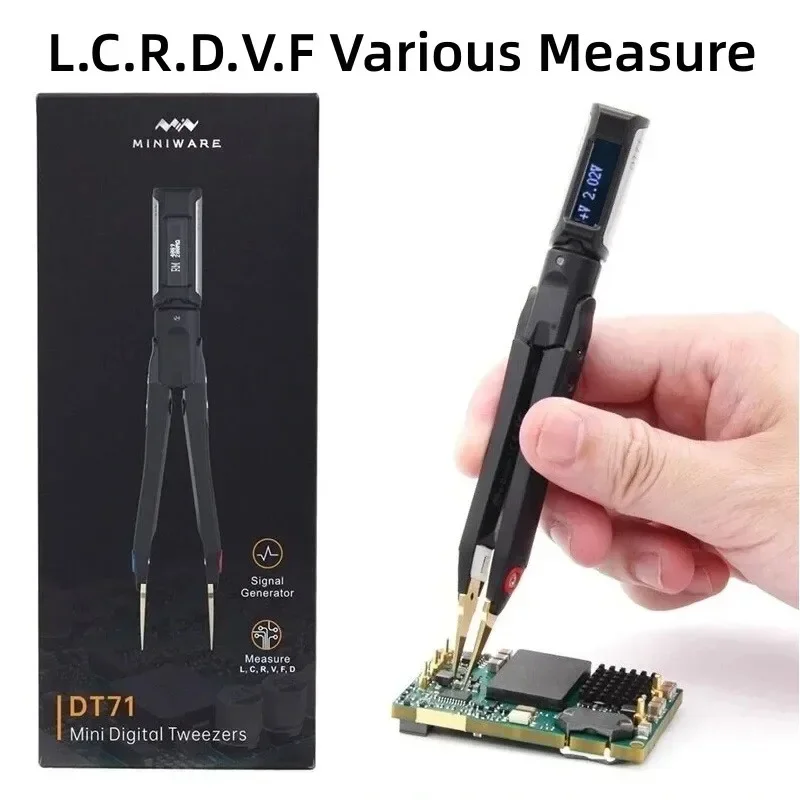 

DT71 Mini LCR Tweezers Auto Scan Smart LCR Meter 10KHz Signal Ouput Diode Capacitor Frequency Inductance SMD Test LCRDVF Tester