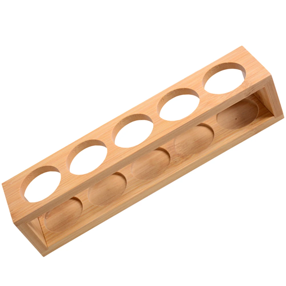 

Essential Oil Storage Rack Bamboo Display Stand 5 Holes Durable Fine Polishing Practical Long Term Use Safe Reliable Shelf