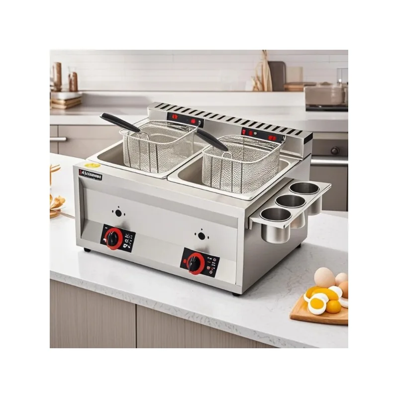 كونترتوب خزان البروبان المقلاة العميقة معدات البطاطس المقلية التجارية سطح المكتب الكهربائية الغذاء المقلي الدجاج المقلي المقلاة