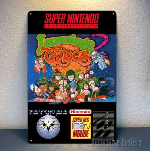 Lemmings-Videospiel-Metallposter – Super Sign-Size: 20 x 30 cm (8 x 12 Zoll) – Aluminium