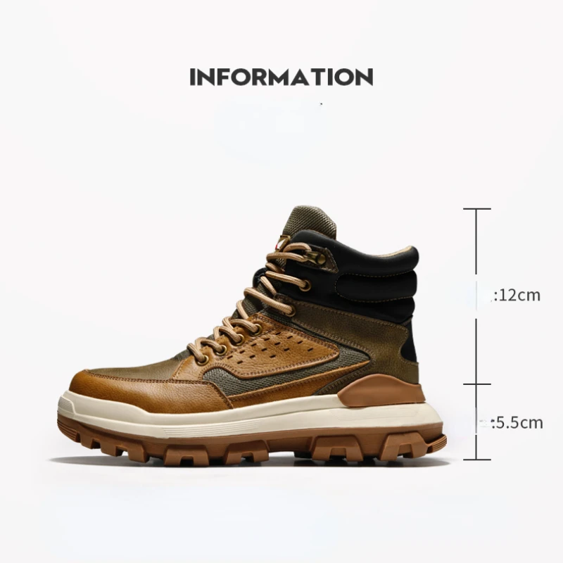 Snow Boots Men Leather Wool One-piece Shoes Waterproof Anti-skid Warm In Winter Thickened Leather Large Size Men\'s Cotton Shoes