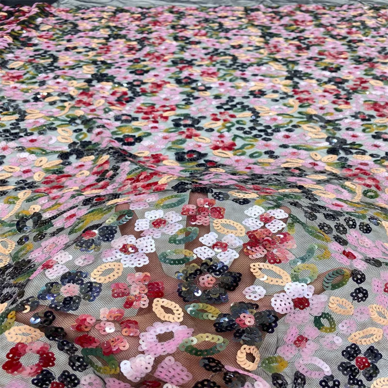 5mm Overlapping Sequin Embroidered Tulle Fabric for DIY Sewing Evening Dress Shoe Bag Material Clothing Fashion Material Cloth