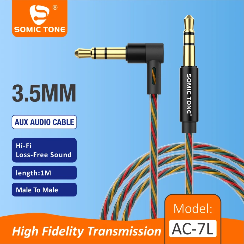 

SOMIC TONE 3.5mm Jack Audio Cable AUX Speaker Cable for Car Headphone MP3/4 Computer Cellphone Widely Compatible Aux Cord 1m