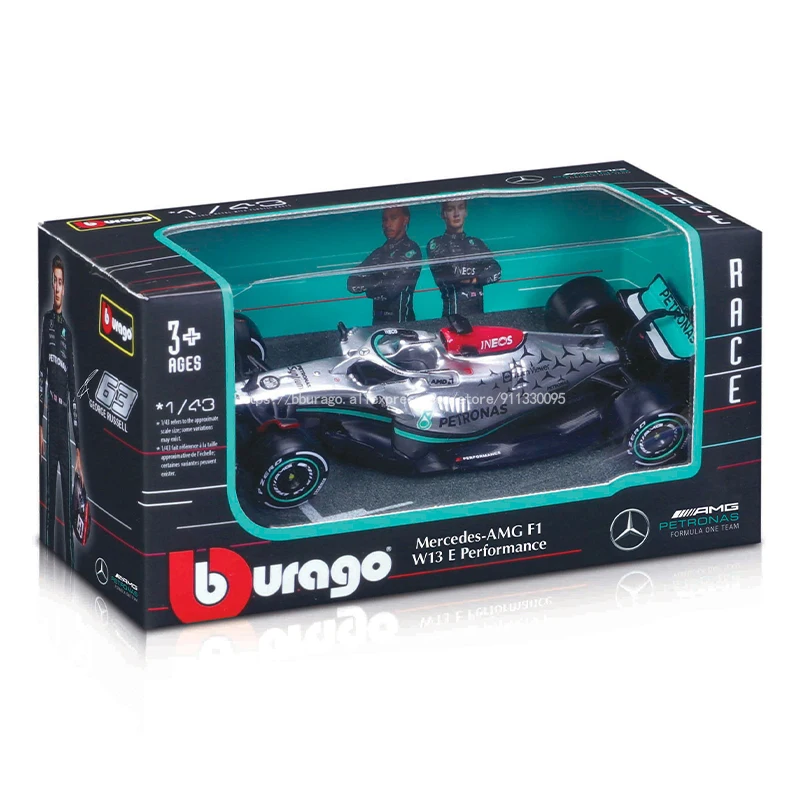 Bburago 1:43 The latest #63  Russell 2022 F1 Mercedes-AMG Team W13 #44 Hamilton Alloy Luxury Vehicle Diecast Cars Model Toy