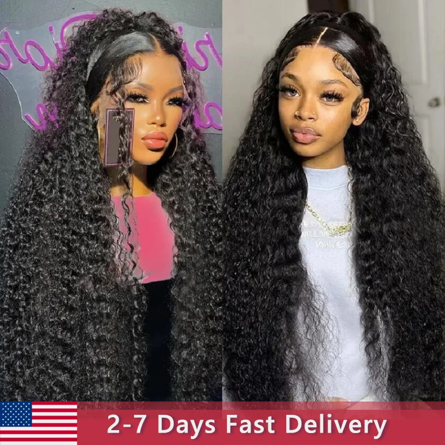 Deep Wave Lace Frontal Wig Bling Hair Curly Transparent Lace Human Hair Wigs With Baby Hair Human Hair Lace Front Wigs