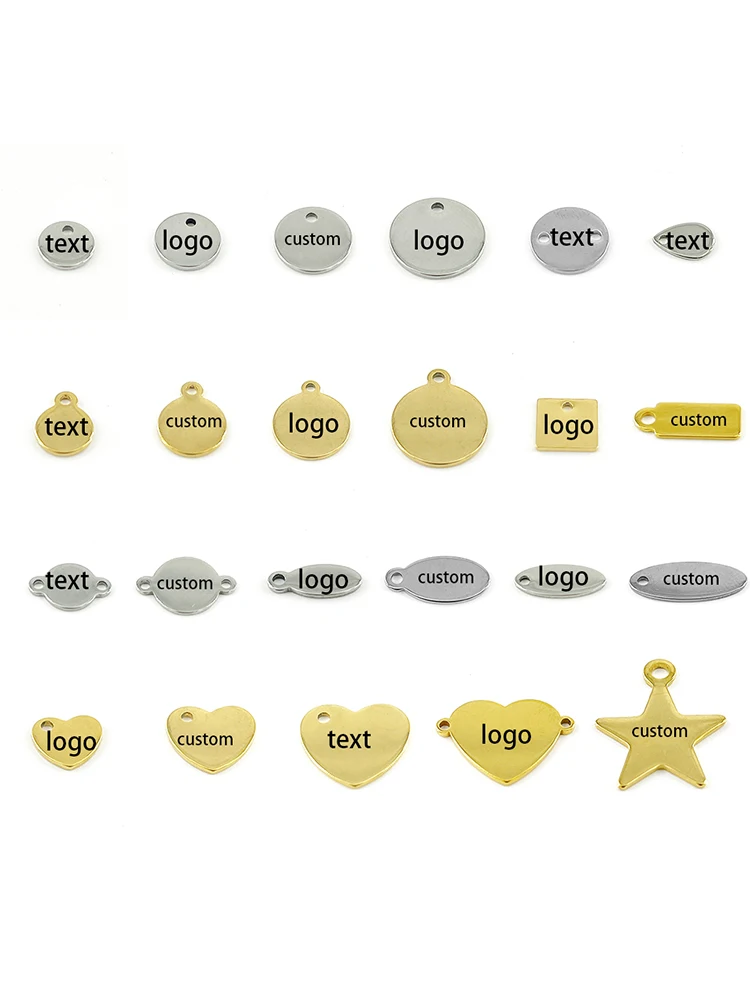 50–500 Stück personalisierte individuelle Lasergravur mit Namenslogo, Edelstahl, personalisierte Halskette, Verlängerungskette, Schwanzanhänger, Schmuckanhänger – Detail 2