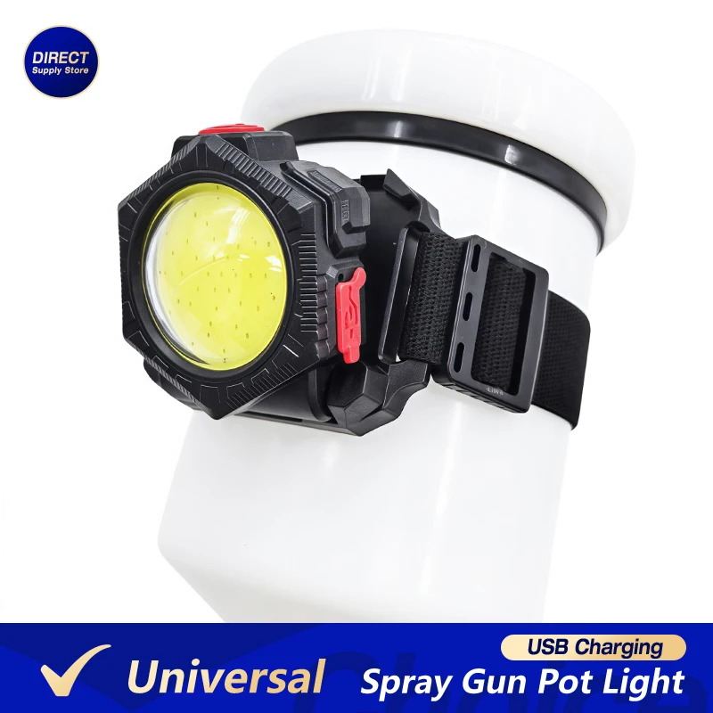 Portable Paint Spray Gun Light with Universal Tape USB-Rechargeable Multifunctional Work Lamp Paint Pot Headlight