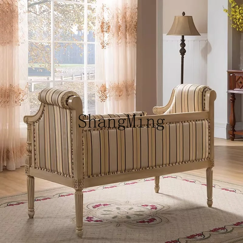 FG Furniture Leisure Chair Solid Wood Wedding Studio Props Antique White Leisure Chair