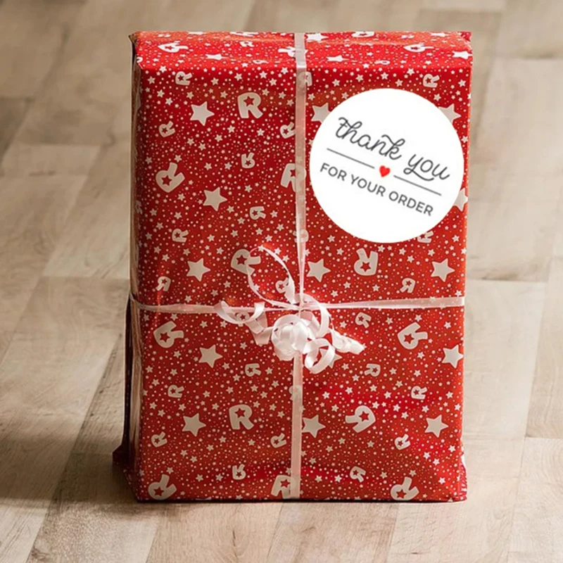 500Pcs /Roll 25mm Black Thank You Stickers Kraft Paper Sticker For Baking Wedding Decor Birthday Party Gift Sealing Sticker