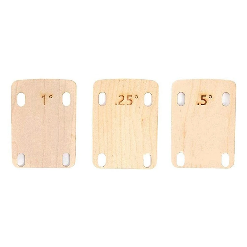 3Pcs Guitar Neck Wood Gasket Bolt-On Neck Plate For Guitar And Bass Repair 0.25°, 0.5°, And 1°Degree Guitar Shims (B)