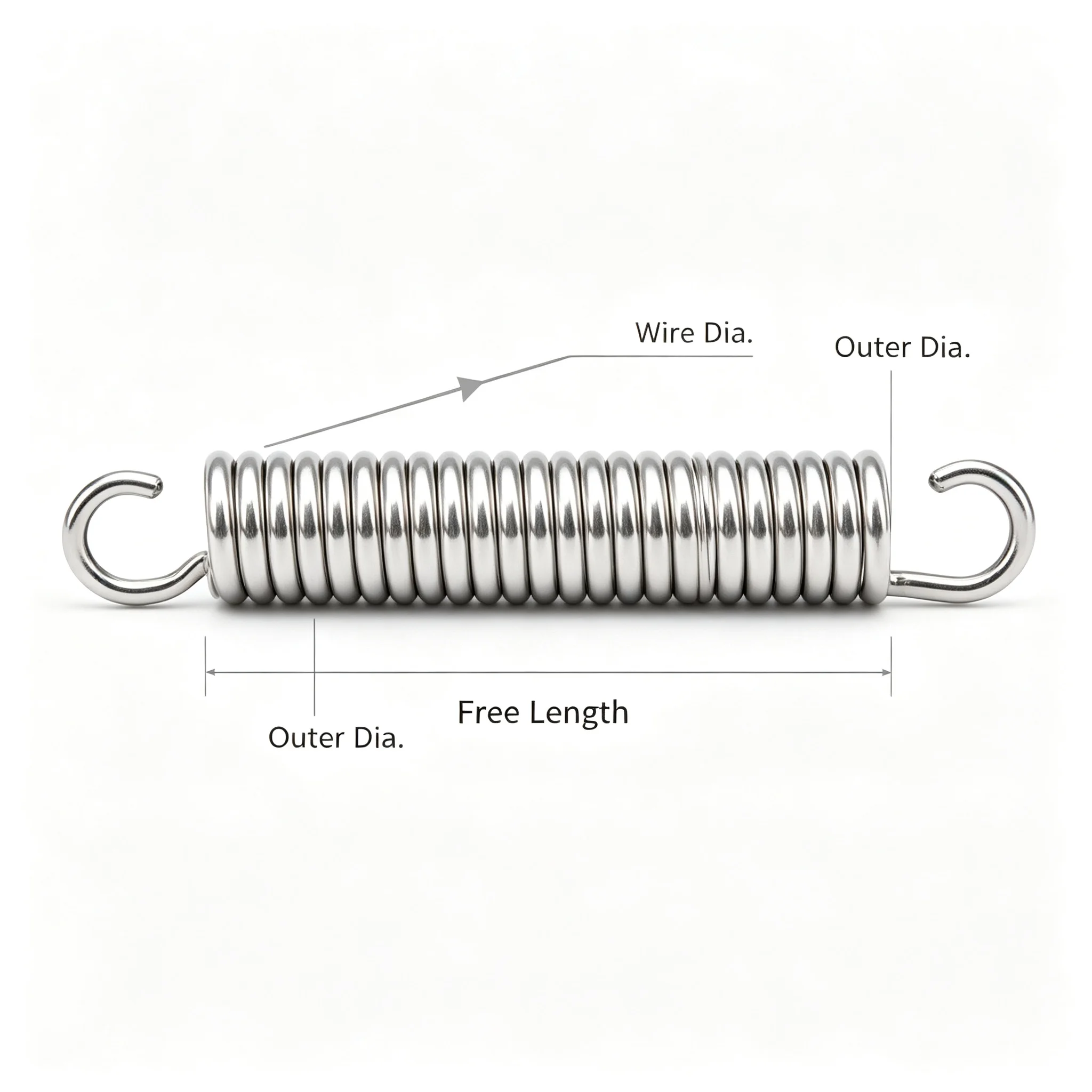 304 Stainless Steel Open Hook Tension Spring Wire 1.0/1.2/1.5mm OD 6-15mm Length 30-150mm Coil Extension Draw Spring for Machine