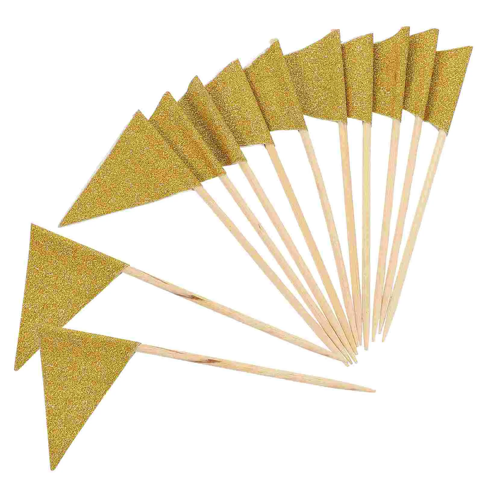 

12 Pcs Signs Happy Birthday Pennant Cake Insert Cocktail Picks Flag Ornaments Suite Food Golden Baby