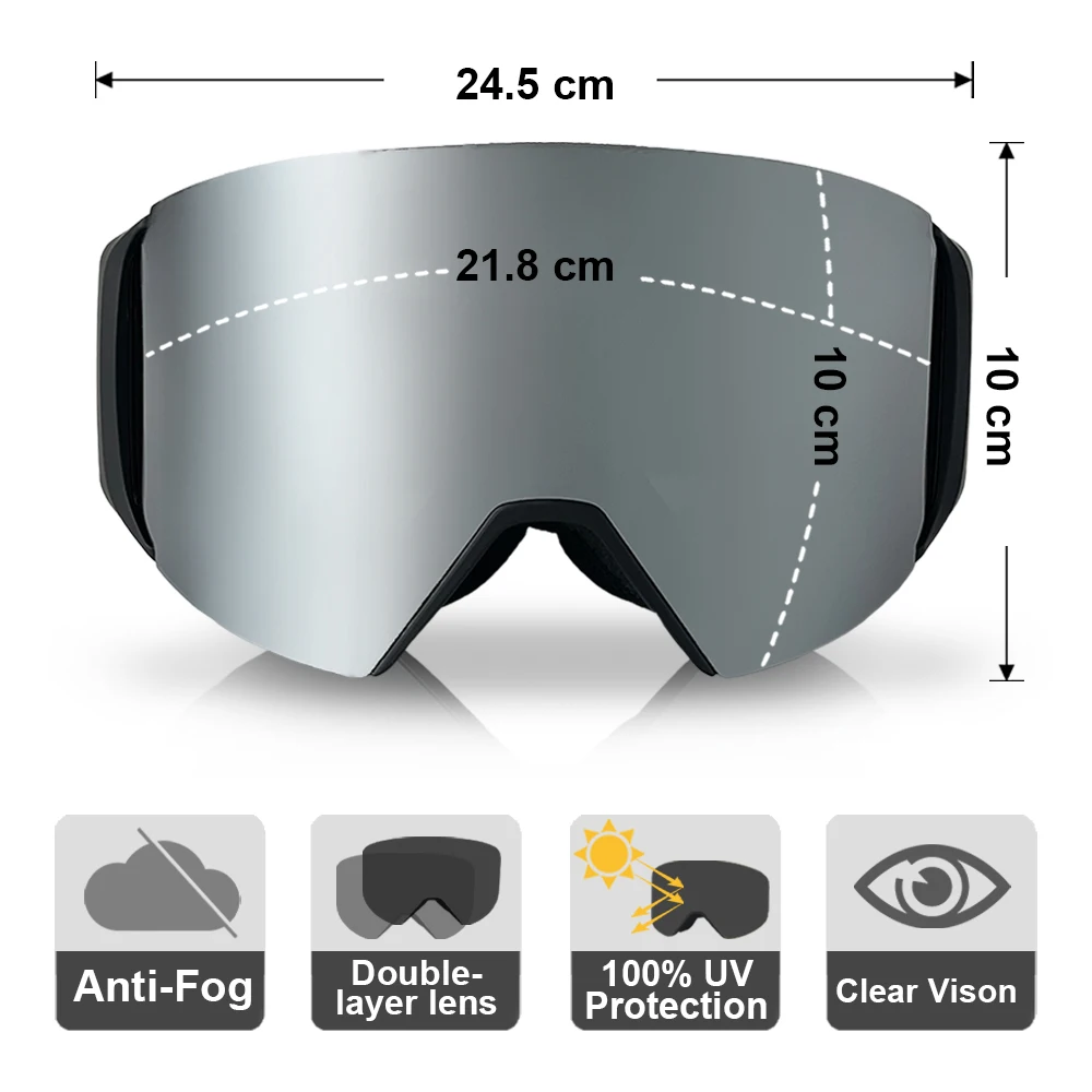 

Противотуманные цилиндрические лыжные очки с магнитным поглощением UV400, мужские и женские лыжные очки, очки для сноуборда