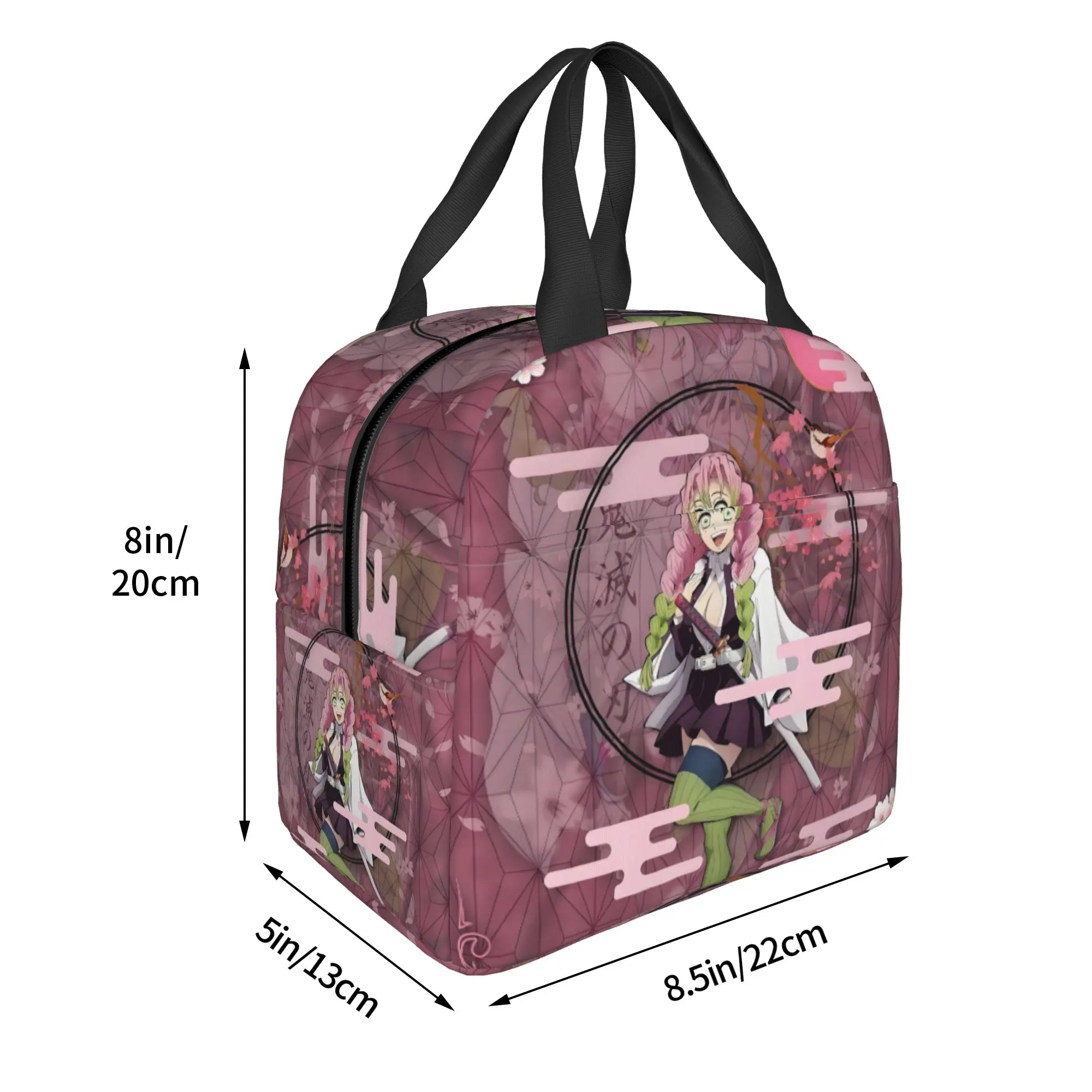 Custom Comic Kanroji Mitsuri Insulated Lunch Tote Bag for Women Demon S-Slayer Portable Thermal Cooler Bento Box School view 4
