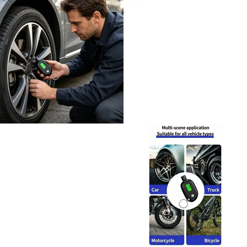 6XDF Multifunction Digital Tire Pressure Gauge for Car Motorcycles 0-150PSI Ranges