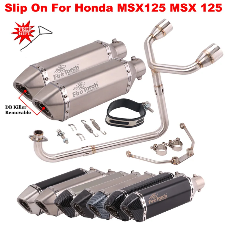 

For Honda MSX125 MSX 125 Motorcycle Exhaust Full System Modified Double Hole Escape Moto Muffler 51mm Front Middle Link Pipe