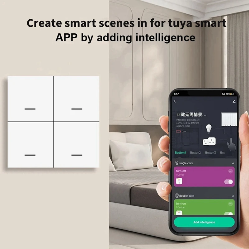 Graffiti Zigbee Scene Switch Zigbee Scene Switch ABS Zigbee Scene Switch 4-Button Scene Switch Support Home Assistant