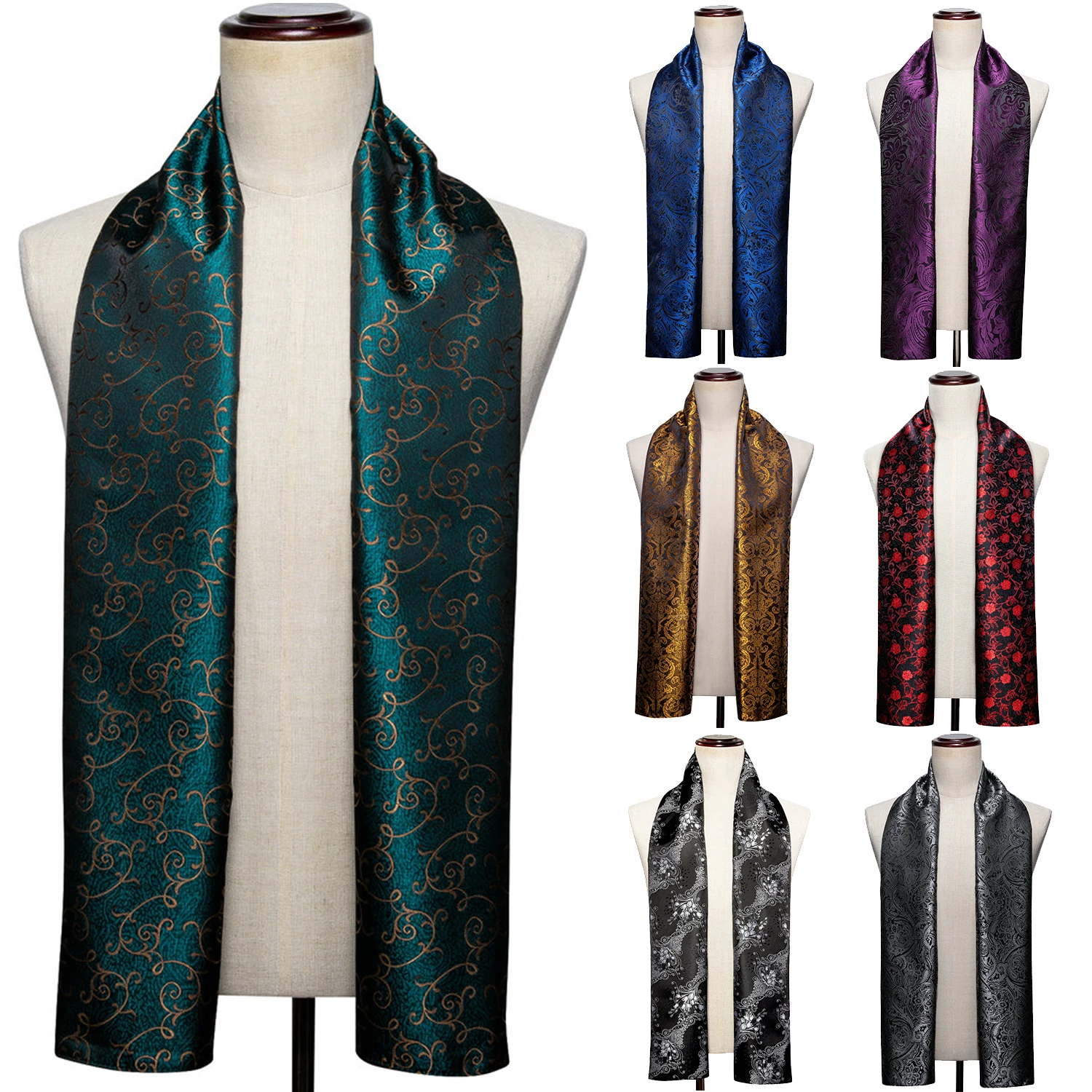 

Шелковый мужской шарф Barry.Wang с жаккардовым цветочным узором пейсли, повседневный и деловой, золотистый, зеленый, красный, синий, фиолетовый, серый, для мужчин, для свадьбы, деловых встреч и вечеринок