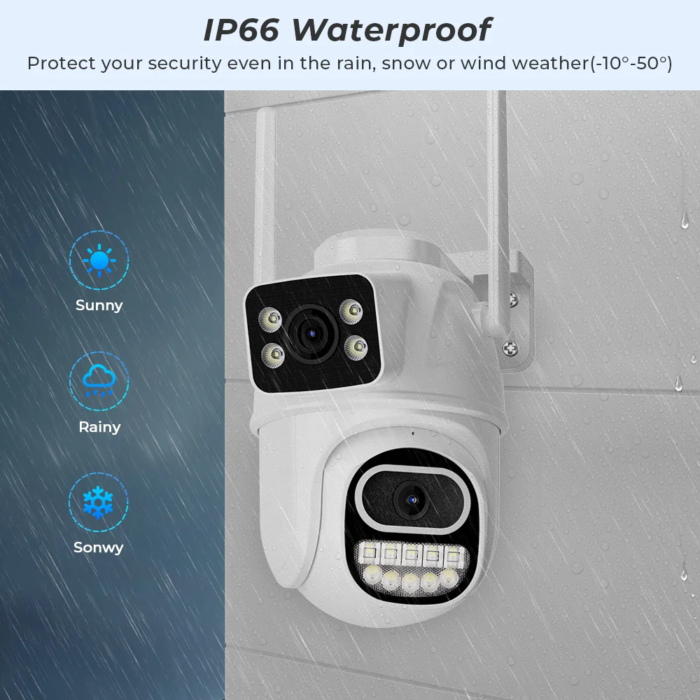 8MP 4K Dual Lens PTZ IP Camera with Dual Screen 4MP Ai Human Detection Auto Tracking Wireless Outdoor Surveillance Camera iCSee
