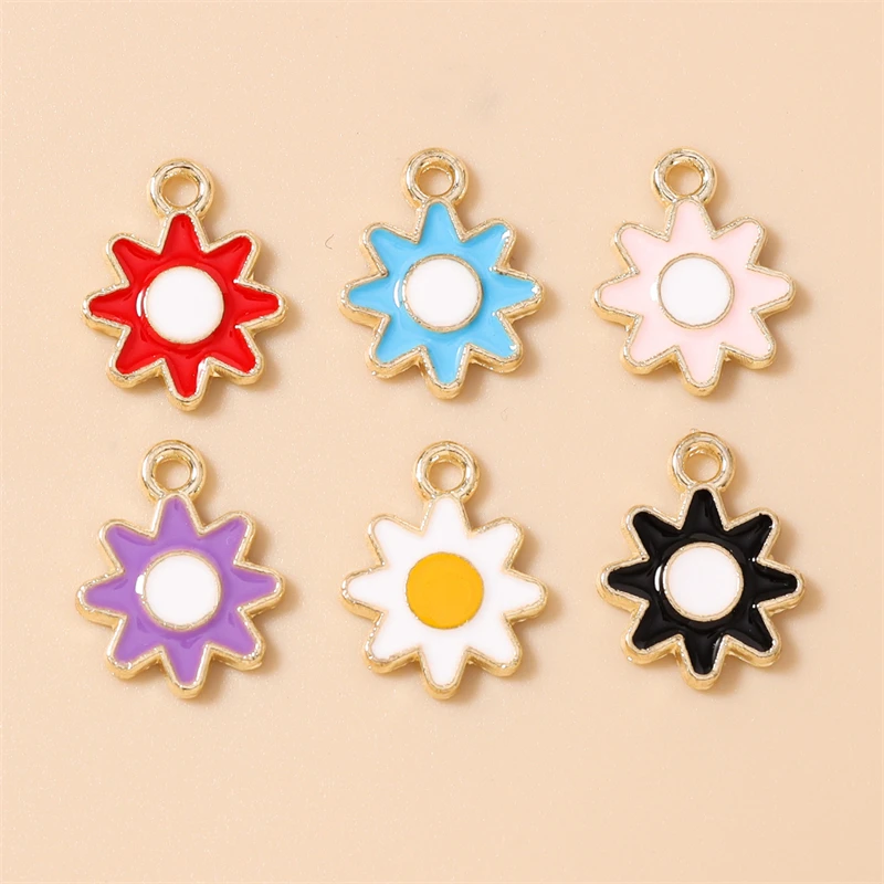 20 Stück 12x16mm Niedliche Bunte Emaille-Sonnen-Anhänger für die Herstellung von Halsketten, Ohrringen, Armbändern, DIY-Handwerk und Schmuckzubehör – Detail 2