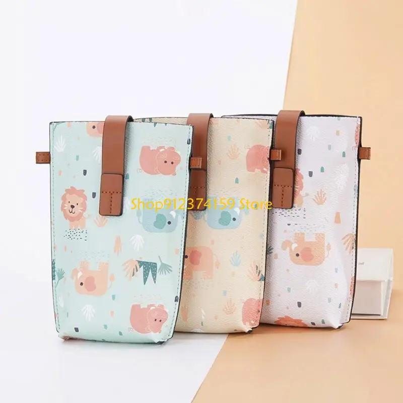 

G5AE Cartoon Animal Printed Phone Wallet Bag Women PU Leather Crossbody Lady Coin Purse Shoulder Bag Travel Card Holder