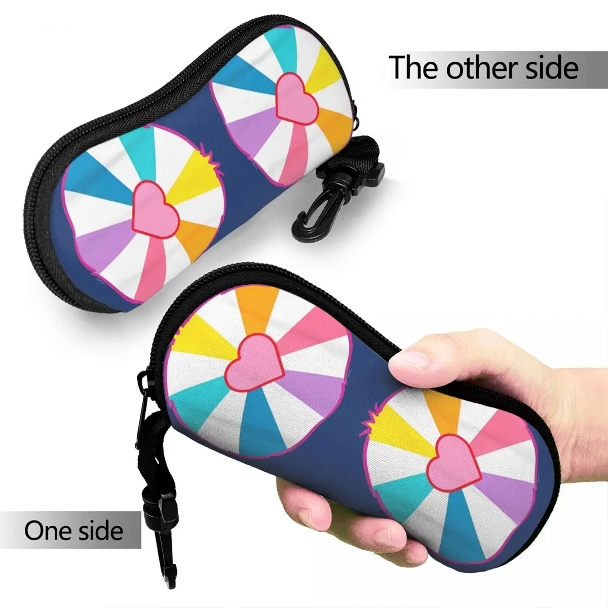 Care Bears – étui à lunettes en forme de cœur pour hommes et femmes, boîte de rangement de lunettes Portable à fermeture éclair, boîte à lunettes Vintage