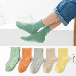 5pairs/lot 2024 New Spring Boys And Girls Socks Solid Color Cotton Socks Fashion Children Knit Socks