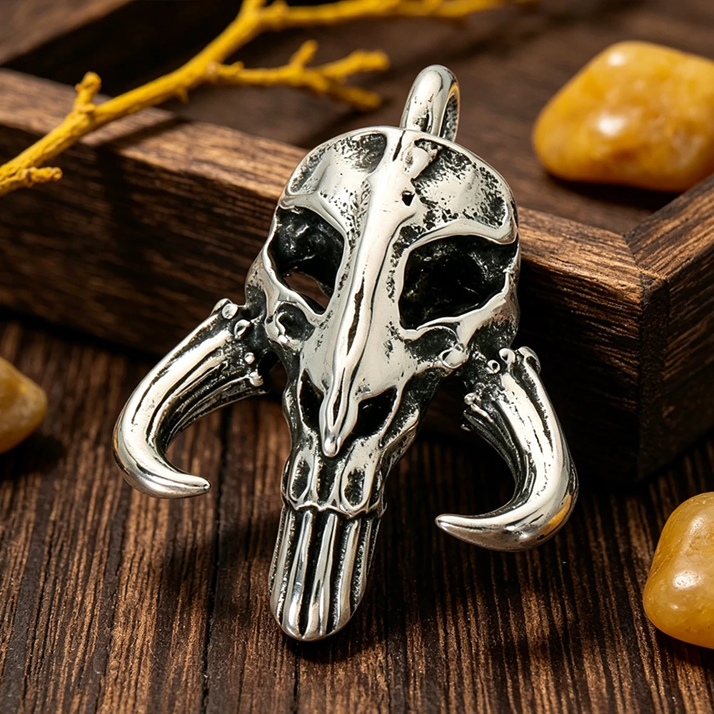 3D Skull Mask Pendant Necklace 316L Stainless Steel Flame Gothic Collector Men Women Biker Jewelry Gift Dropshipping