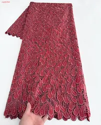 Soft Floral Embroidery Guipure Lace With Czech Stones Skin Friendly African Voile fabric Great Daily Garment Wedding Clothing