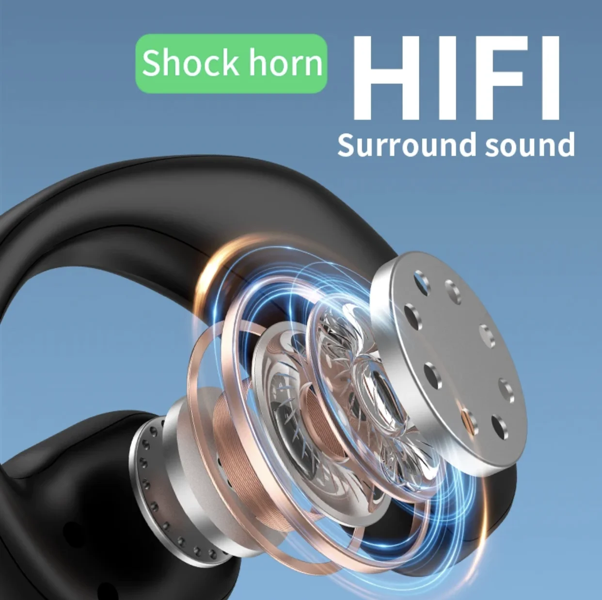 OWS Bluetooth Wireless Headset External Air Conduction Wireless Headset Running Sports Digital Display Hanging Ear Headset