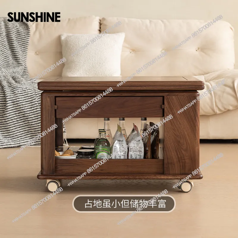 Movable folding coffee table, living room, household small apartment, multifunctional cart, accompanying side table