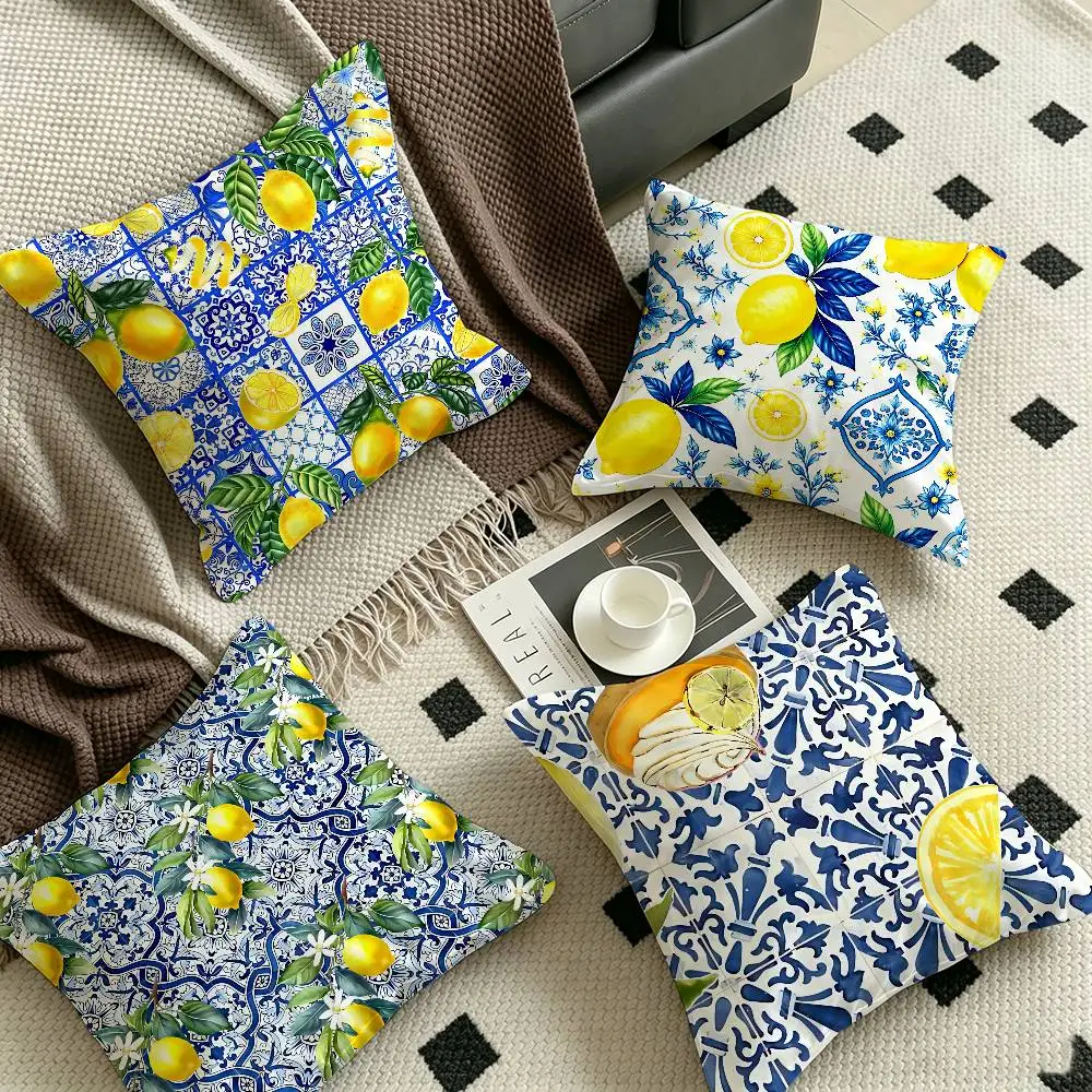Morocco Lemon Fruit Pattern Art Personalized picture text home decorative pillows Household Gifts 45x45cm