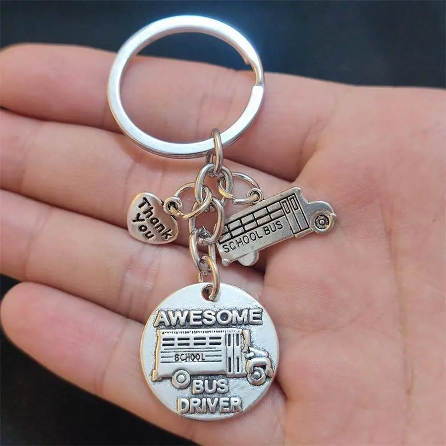 1/5/10/20/50/100pcs Unique Keychain: Awesome School Bus Driver Keychain, School Bus Driver Gift, Thank You Keyring, for Man Bag