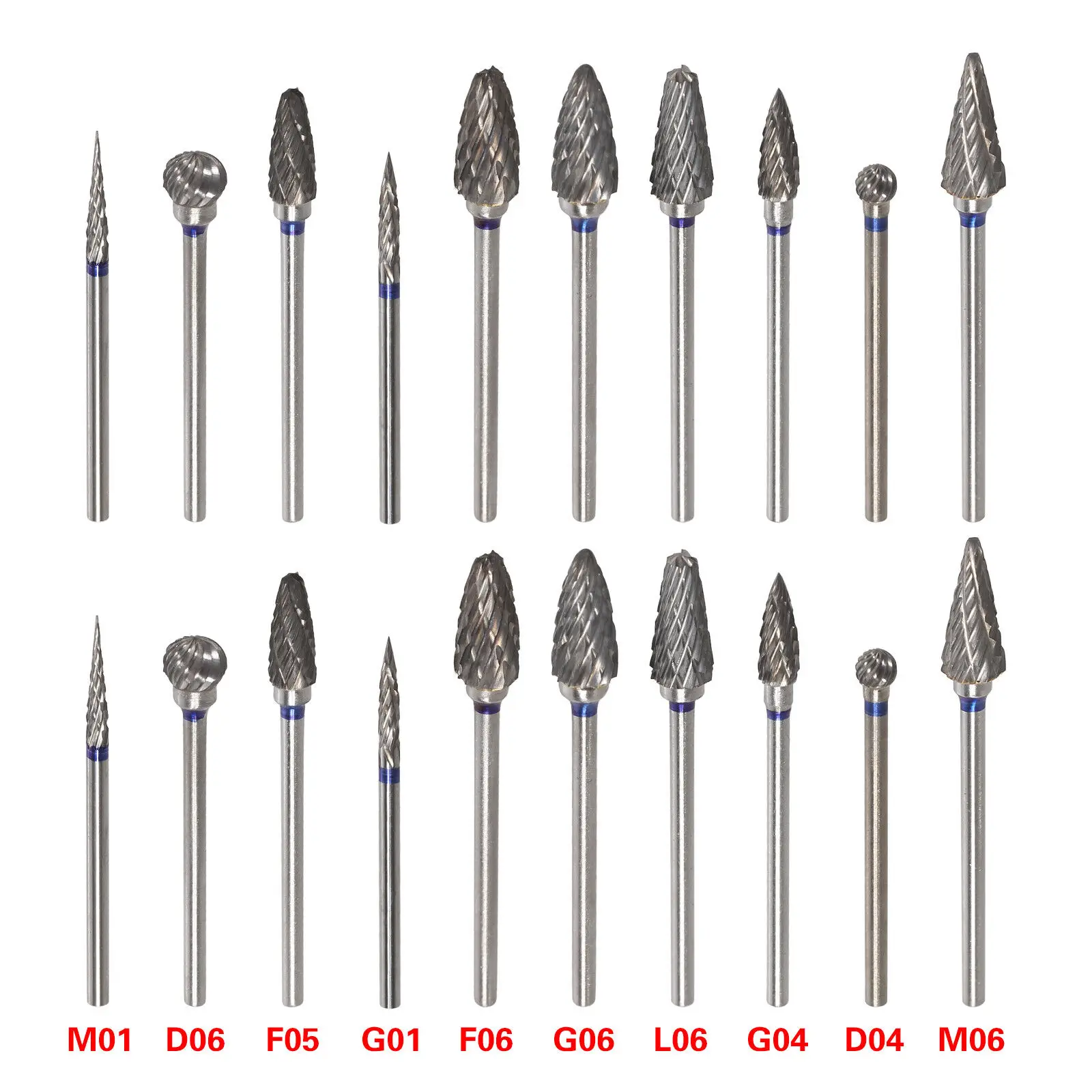 10Types Dental Lab Polishing Bur Drills Tungsten Steel Carbide Burs 2.35MM