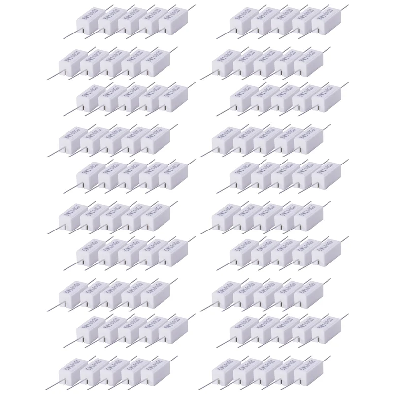100X 巻線セメント抵抗器 100 オーム 5W ワット 5%-Y41A