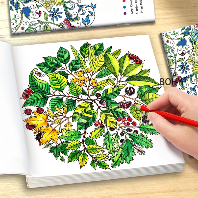 1 Adult Decompression Coloring Picture Book of Plant Mandala, 24 High-definition Pages, Peaceful Entertainment Before Bedtime