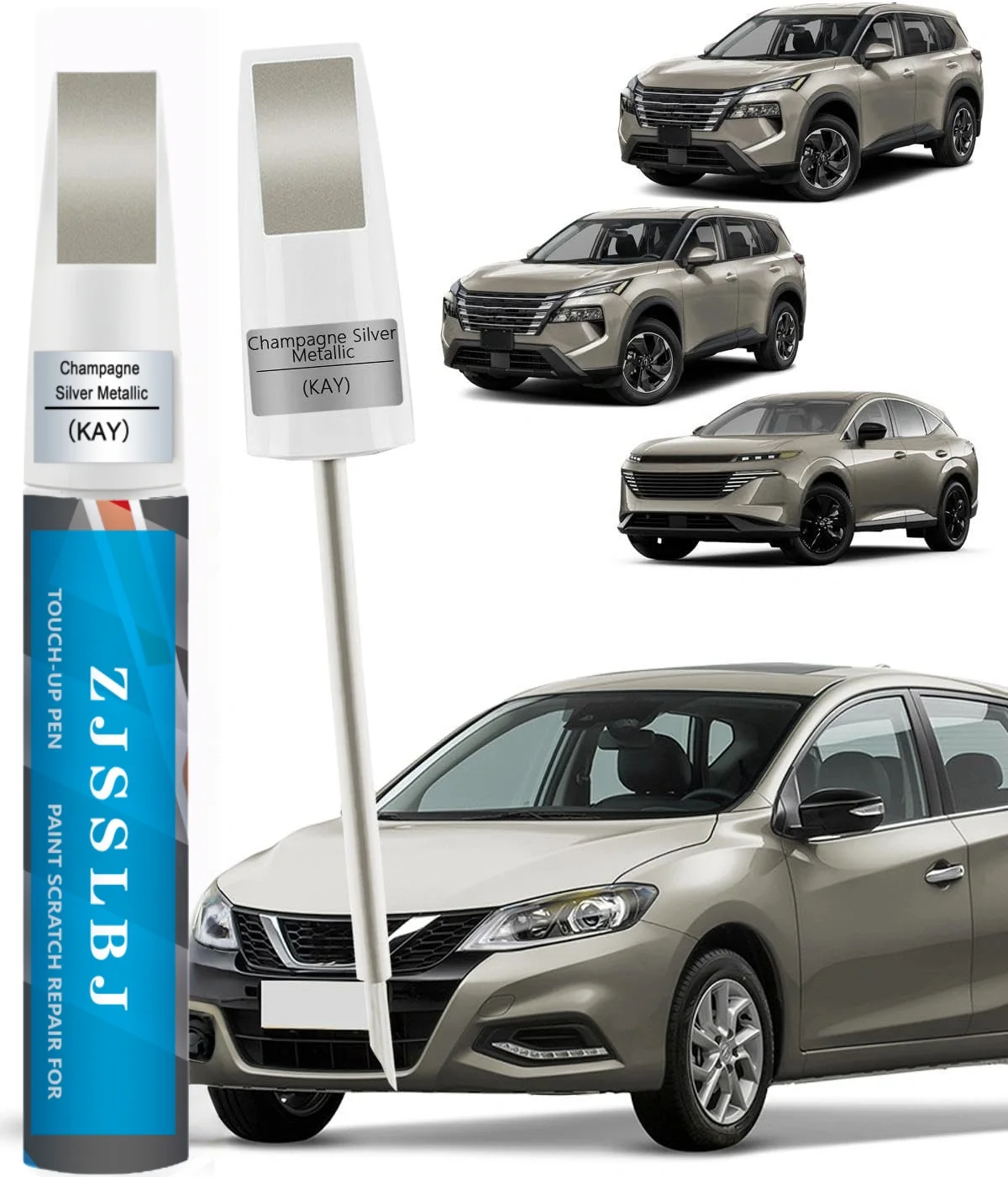 Champagne Silver(KAY) for Nissan Touch Up Paint Pen Precise Color Match for Car Paint Scratch Repair, Quickly and Easily Fix Chi
