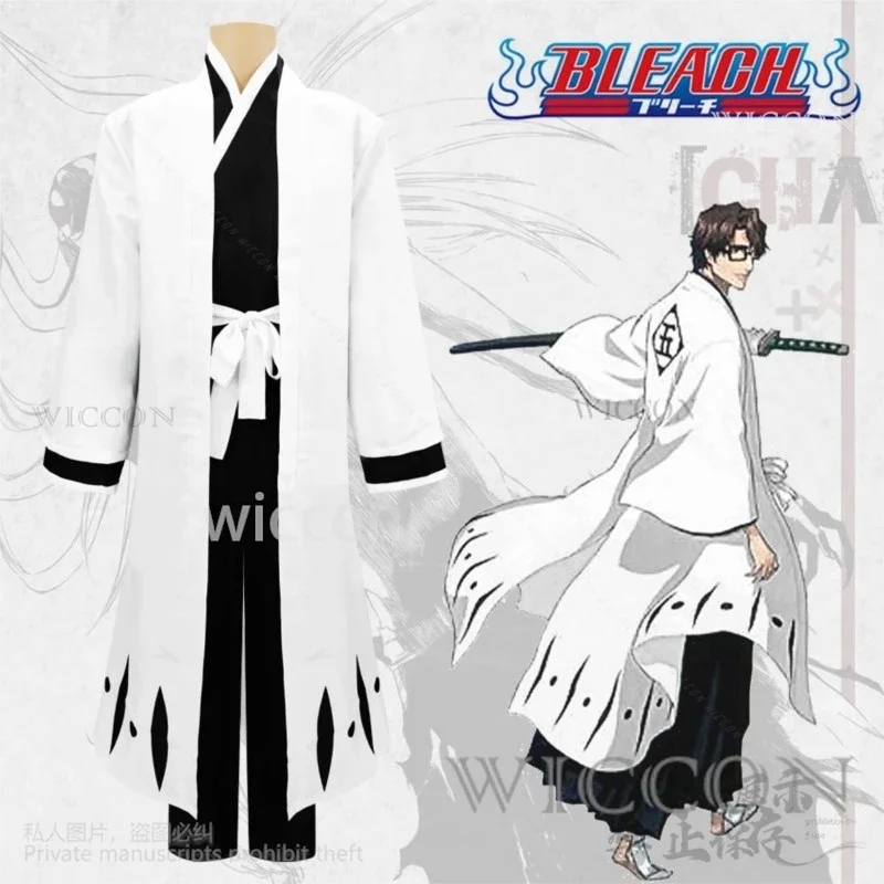 MN1 Anime Cosplay Aizen Sousuke Duizend Jaar Bloed Oorlog Kapitein Japanse Kimono Arrancar Uniform Halloween Kerst Roleplay9*Jy