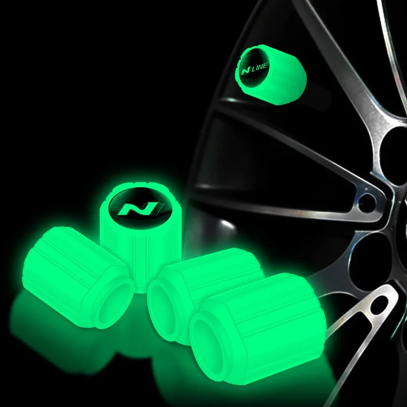 4 قطعة N خط شعار سيارة مضيئة الإطارات صمام قبعات الفلورسنت ليلة متوهجة لشركة هيونداي i30 ix35 كوبيه توكسون سوناتا إلنترا كونا