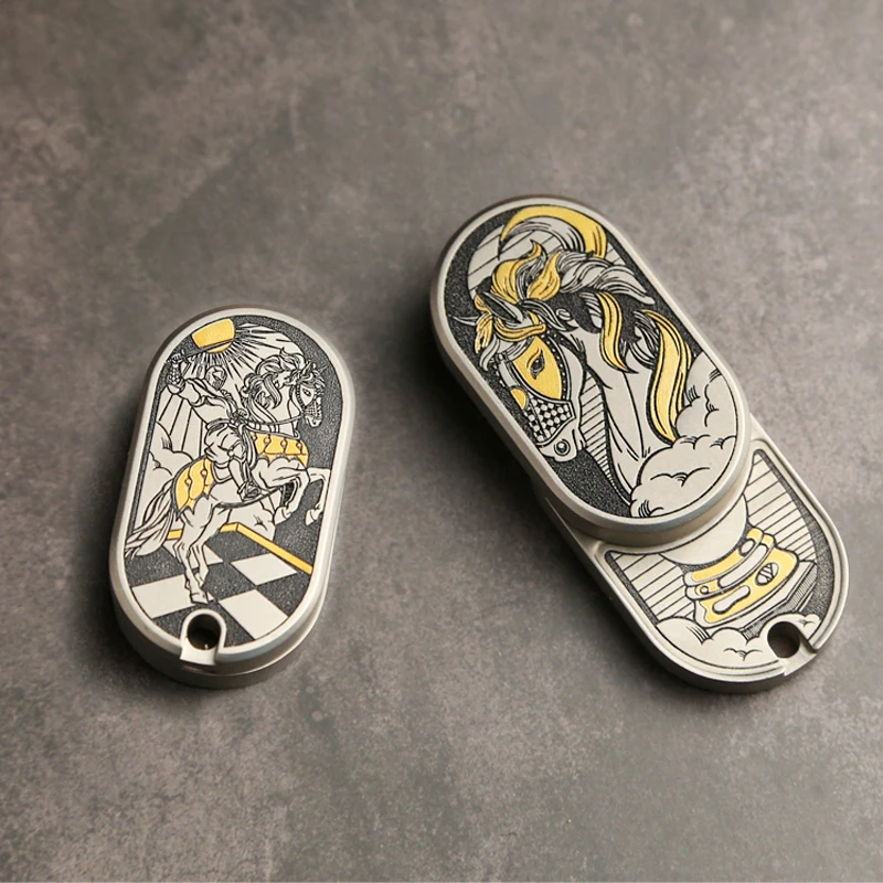 titanium-alloy-mechanical-push-slider-horse-engraved-fidget-slider-adhd-stress-relief-toys-office-stress-relief-toys-adult-gifts