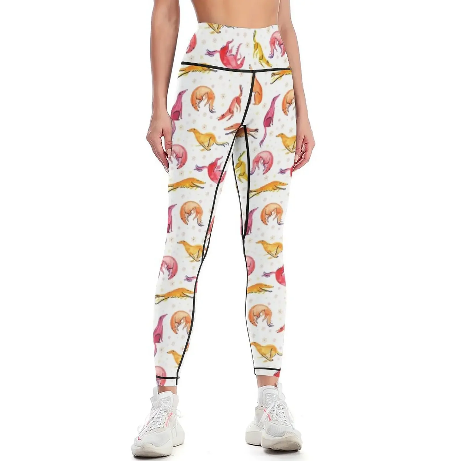 

Watercolor Borzoi Pattern Leggings Fitness woman Women's sportswear gym wear leggins push up woman Womens Leggings