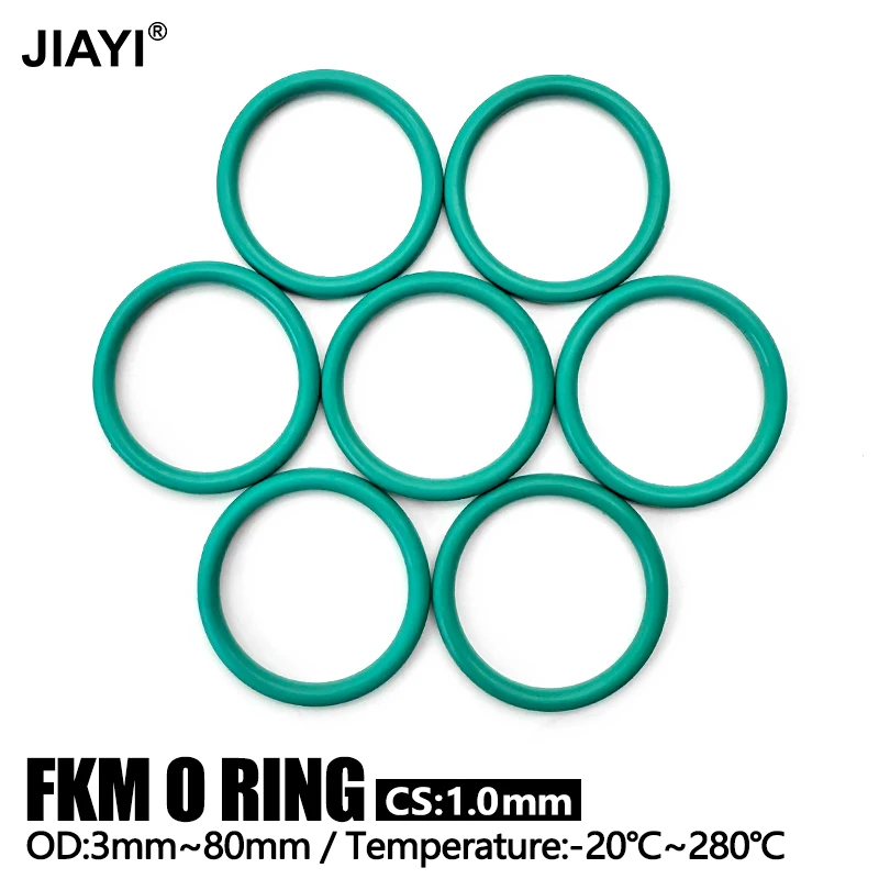 Green Vitonto FKM Rubber O Ring CS1mm OD3-40mm Oil Resistant High Temp Sealing Washer Auto Engine Fuel Hydraulic Seal Gasket