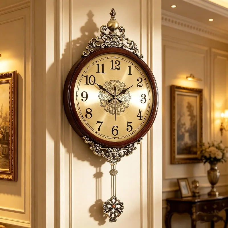 Vintage Wall Clock Decorative Wall Watch Silent Aesthetic Pendulum Clocks Minimalist Elegant Living Room Watches Home Decoration