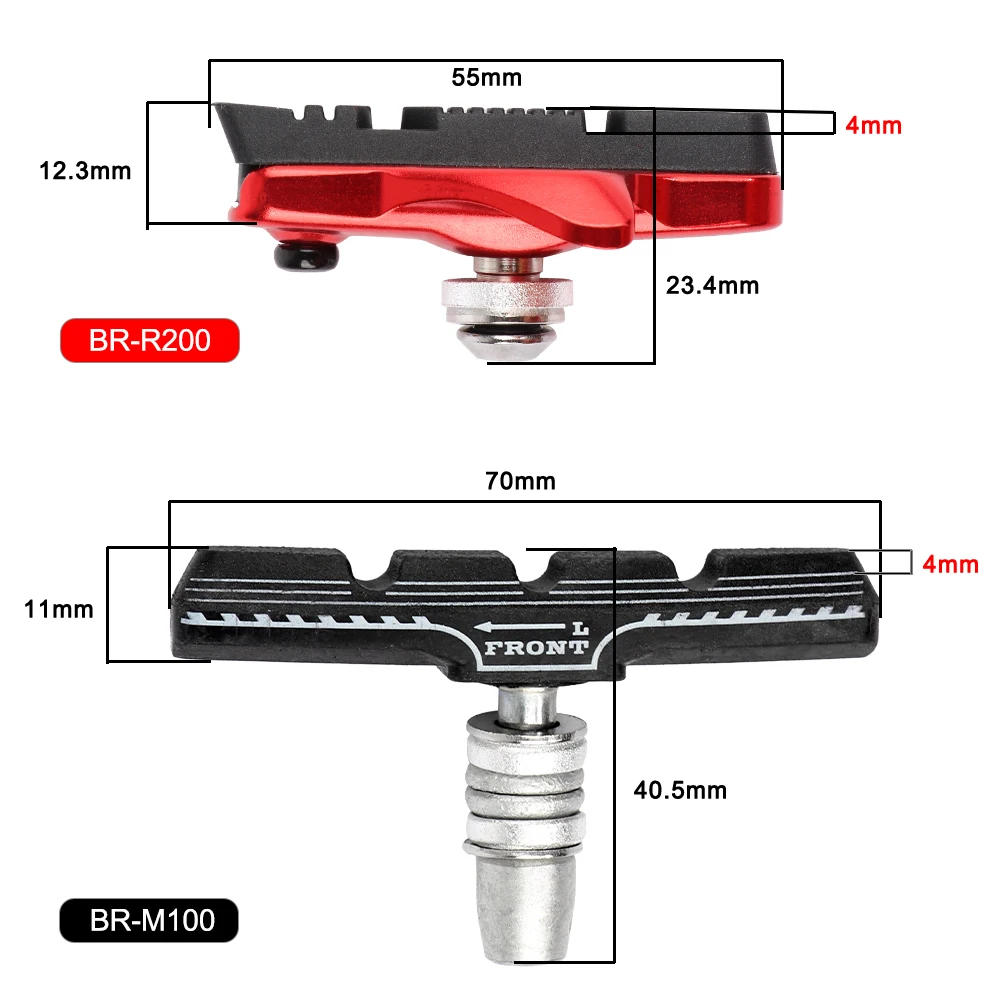 BLOOKE-C-Brake Road Bike Pads, V-Brake, Mountain Bicycle, Aluminum Alloy, Cycling Parts, 70mm, 55mm