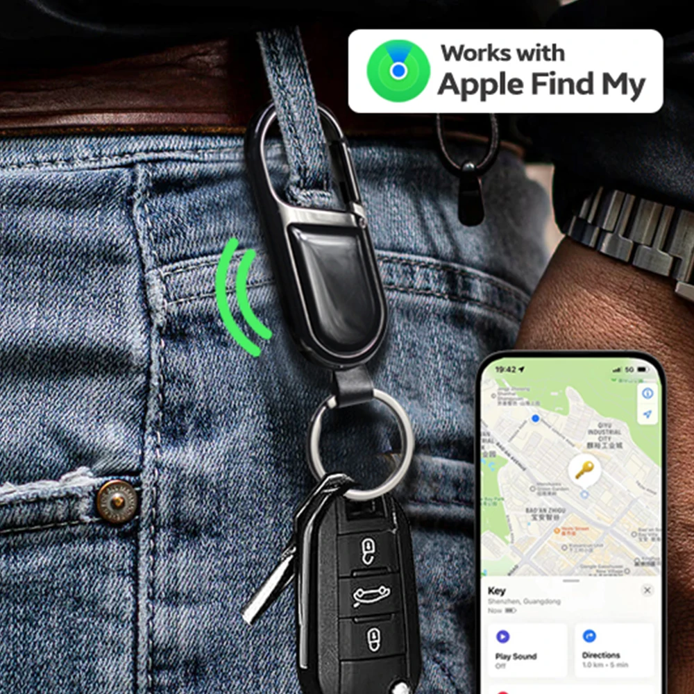 حلقة مفاتيح ذكية مضادة للضياع بنظام تحديد المواقع airtag مع جهاز تعقب Find My لربط سلسلة مفاتيح السيارة fob للاستخدام على Apple ios