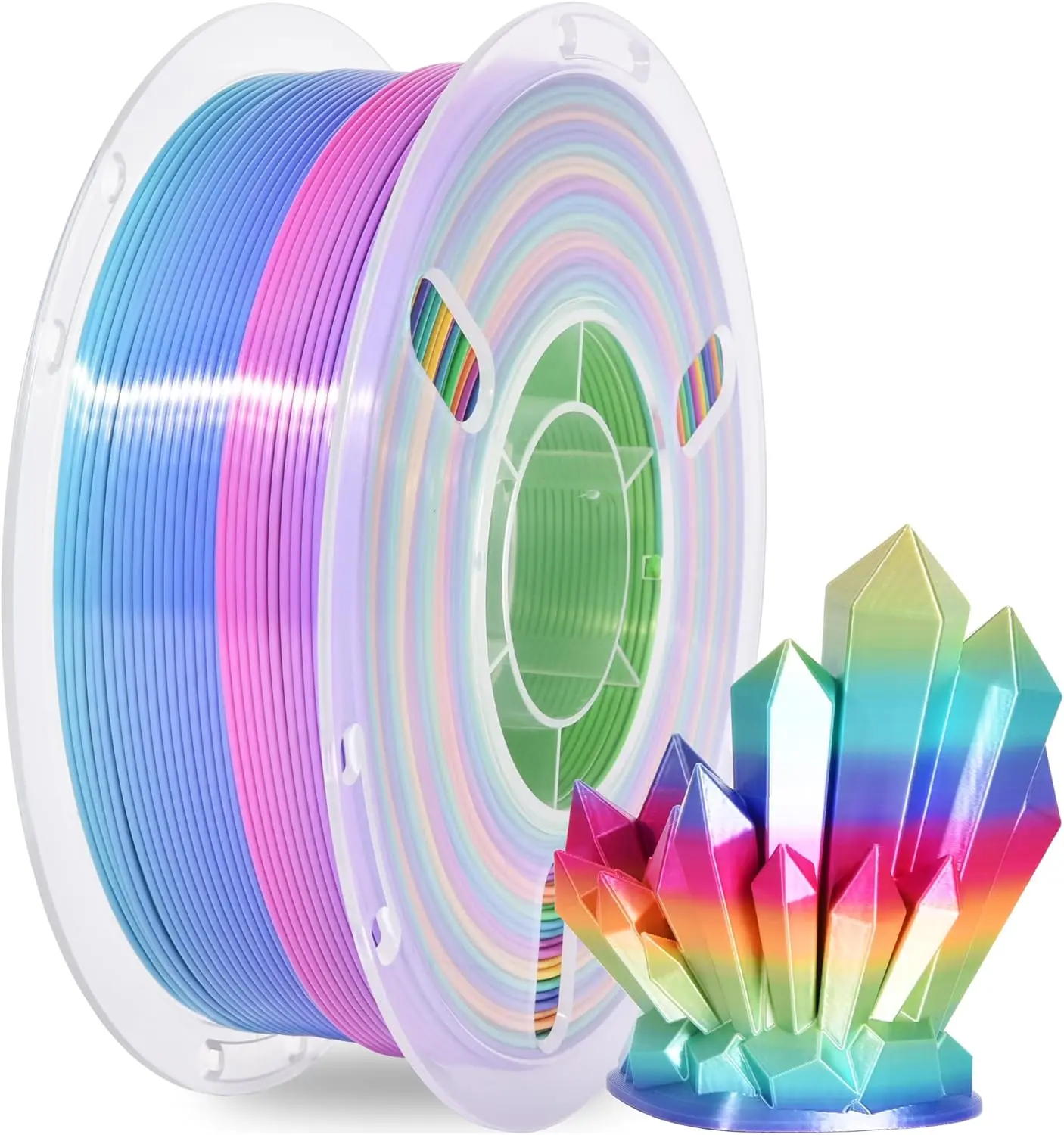 

Silk Rainbow PLA 3D Printer Filament 1.75mm Multicolor Fast Color Change 1kg Spool