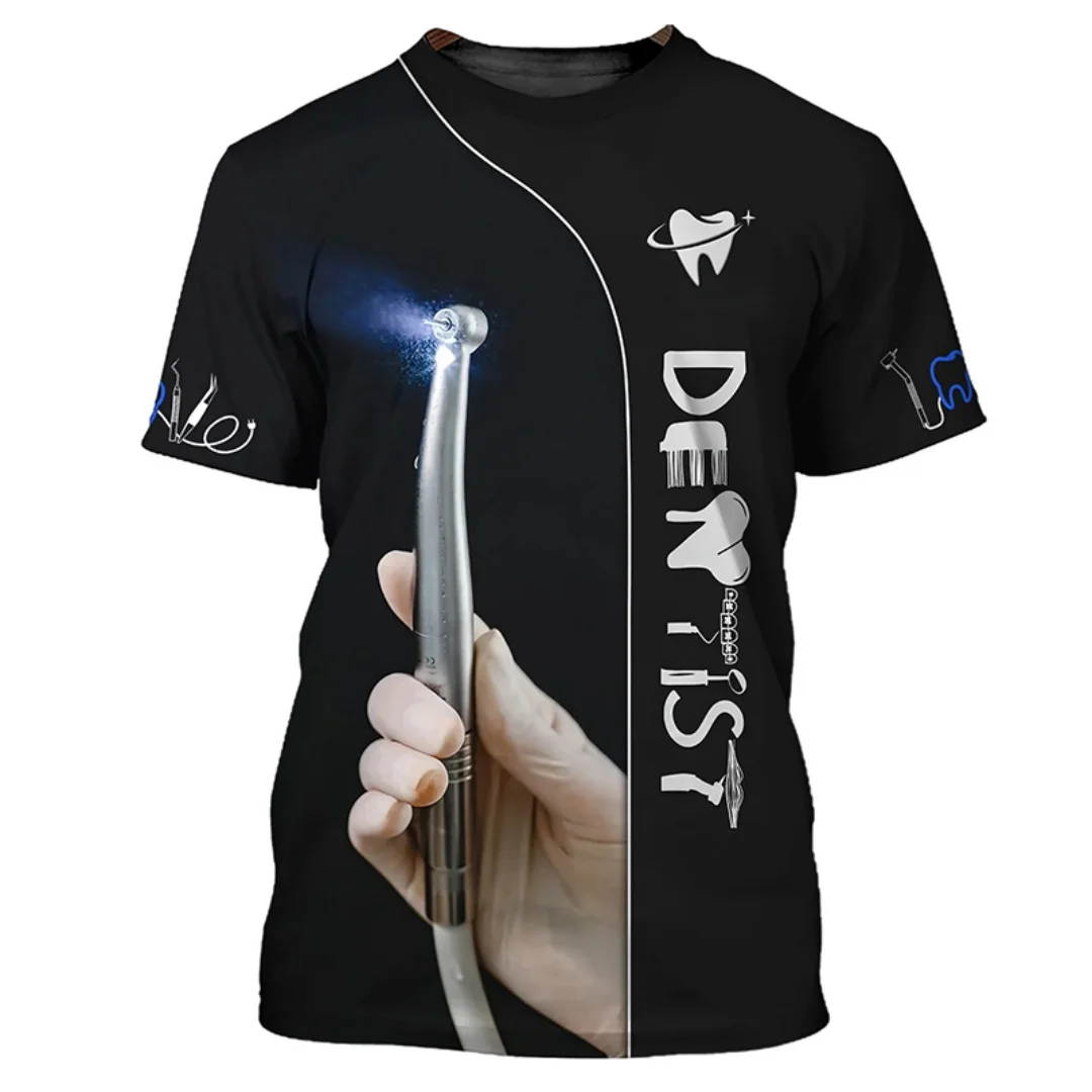 Футболка с рисунком униформы стоматолога, 3D-печать, спортивная, для отдыха, сухая, дышащая и удобная, мужская и женская футболка Y2K