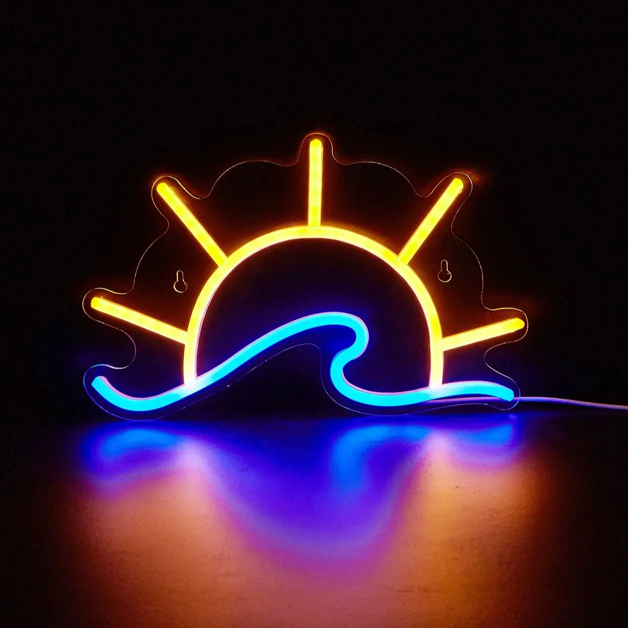 Chi-buy LED Neon Sun And Wave USB Powered Neon Signs Decor Lamp Signs Birthday Gift Wall Art For Bedroom Room Bar Shop